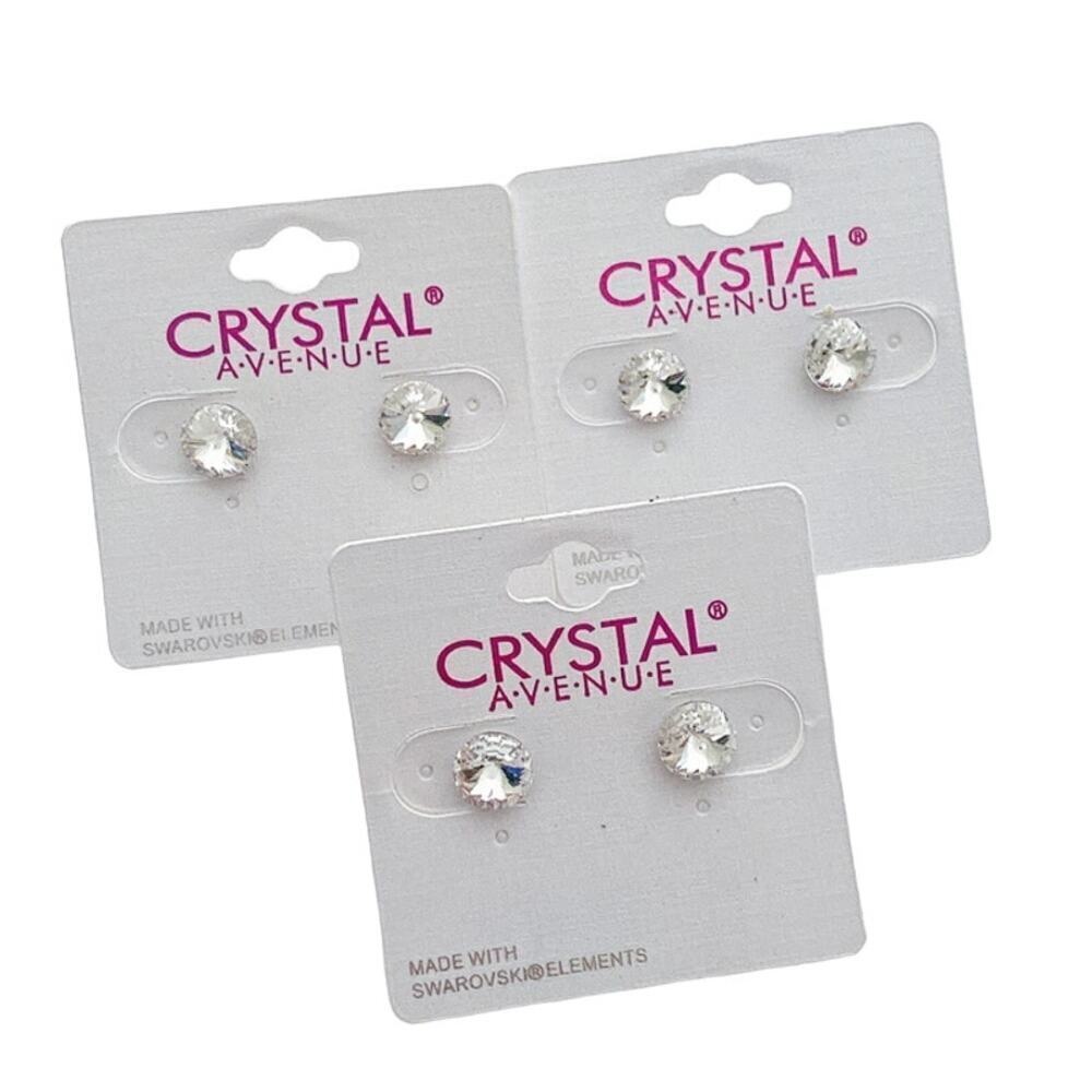3 X 8mm Clear Swarovski Crystal Earrings 12$